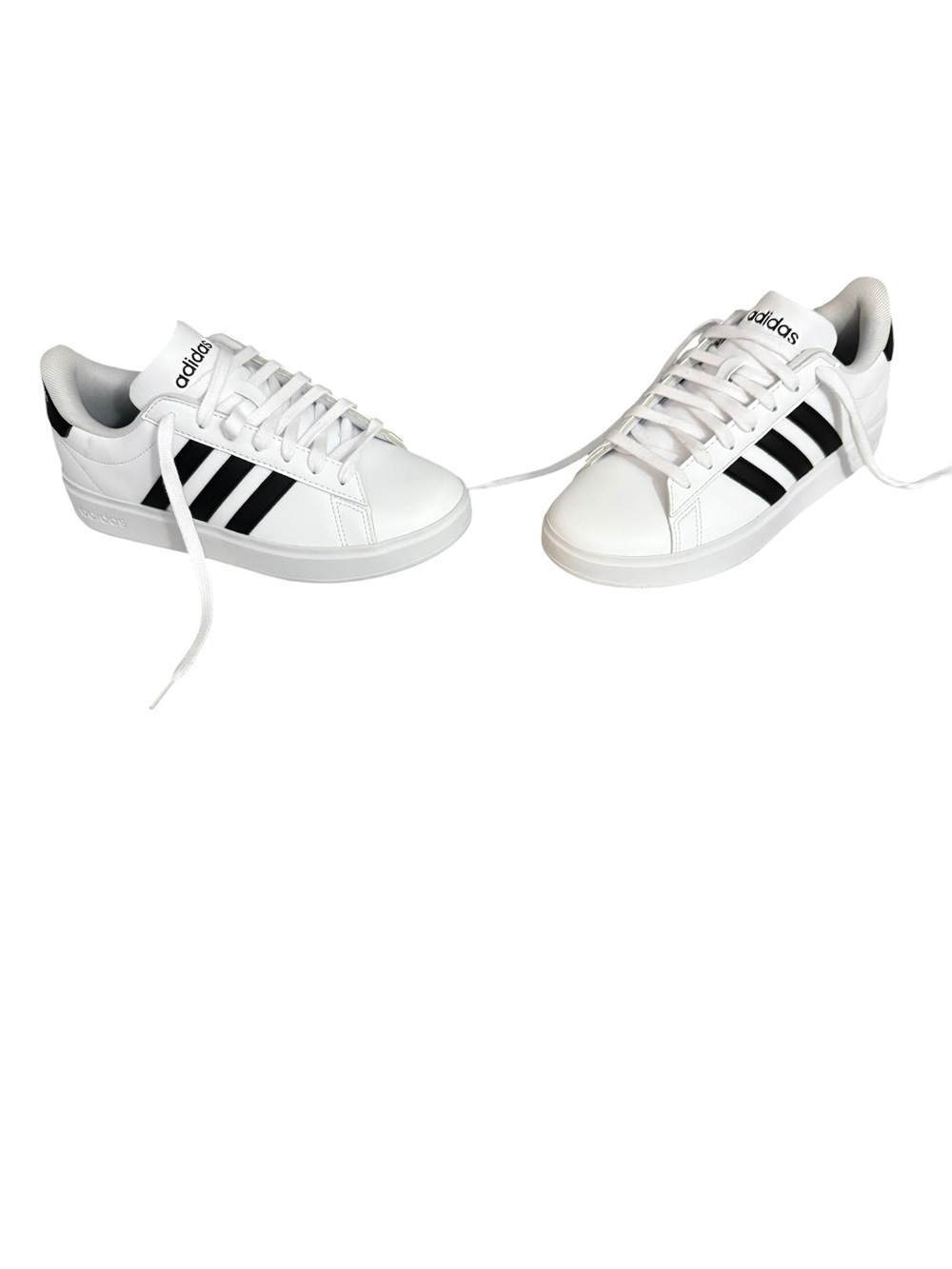 adidas Kids White Sneakers with Black Three-Stripes